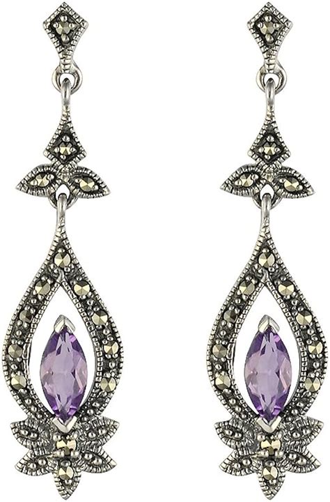 Esse Marcasite Sterling Silver Amethyst And Marcasite Art Nouveau