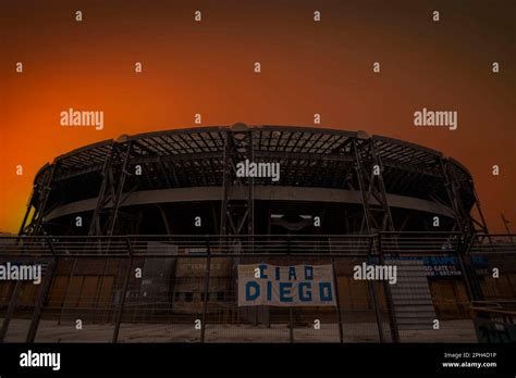 An orange sky over the Diego Armando Maradona Stadium, home to S.S.C ...