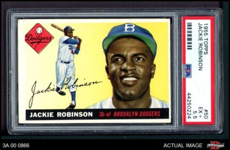 Topps Jackie Robinson Par Dodgers Rare Variation Hof Psa