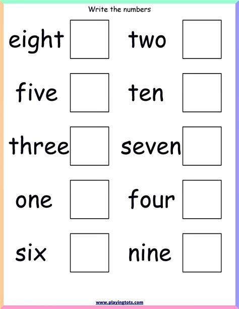 Free Printable Number Word Worksheets