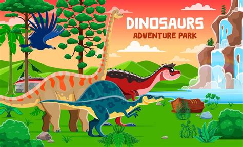 Prehistoric Dinosaurs Adventure Park Banner 48518641 Vector Art At Vecteezy