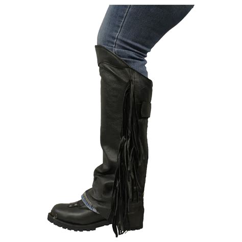 Open Road Womens Side Fringe Leather Half Chaps Boutique Of