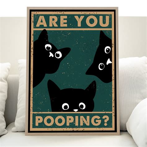 Are You Pooping Posterblack Cat Wall Art Funny Black Cat Etsy