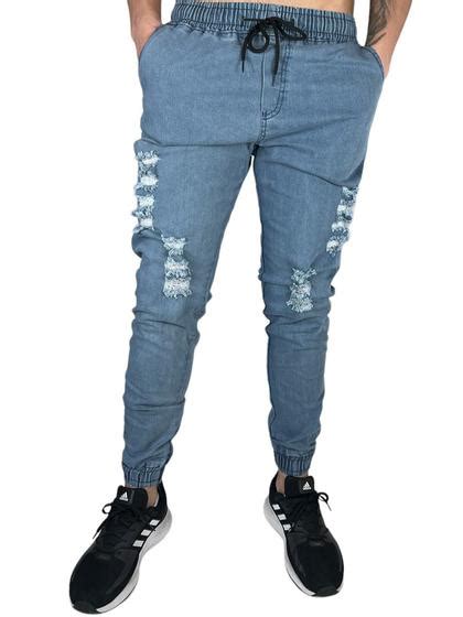 Calça Jeans Jogger Masculina Com Elástico Na Cintura E No Calcanhar