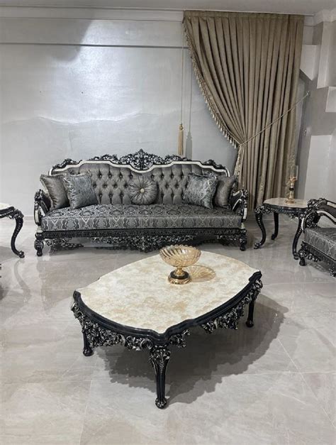 Casa Padrino Ensemble De Salon Baroque De Luxe Argent Blanc Noir