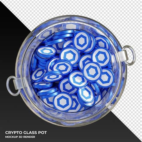 Premium PSD Chainlink Link Crypto Coin Top View Clear Glass Pot