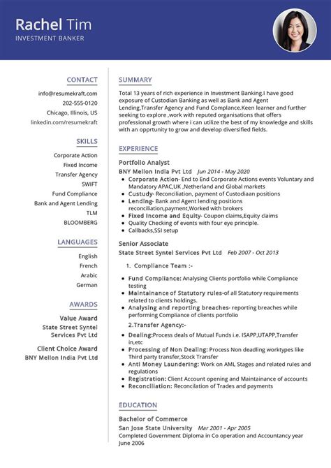 Investment Banker Cv Example In Resumekraft