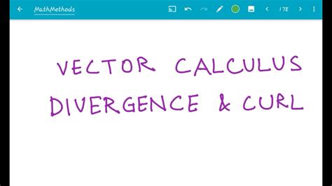 3 8 Vector Calculus Divergence And Curl Youtube