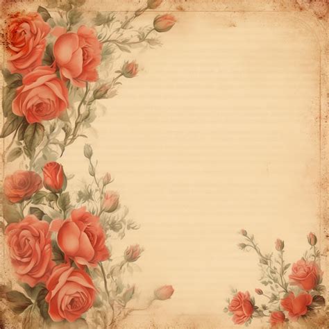 Premium AI Image Cottagecore Floral Old Paper Vintage Digital Paper