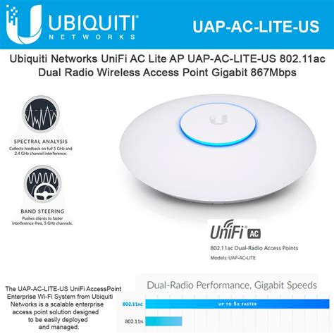 セットに Ubiquiti UniFi UAP AC Lite 2 4GHz 5GHz 802 11ac No PoE