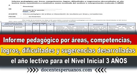 Informe pedagógico por áreas competencias logros dificultades y