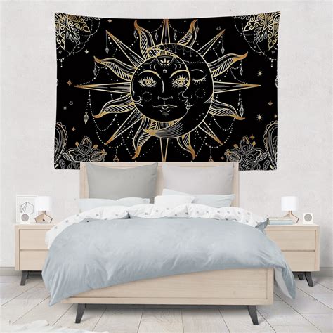 Sun And Moon Tapestry Burning Sun With Star Tapestry Sold By Ana Sof A