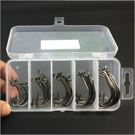 50pcs Set Fishing Hook Fishhooks Box High Carbon Steel 1 2 1 0 2 0