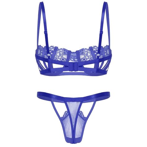 High Quality Womens Hollow Out Lace Sexy Lingerie Set Push Up Underwire