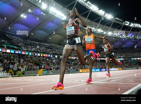 Faith Kipyegon Of Kenya Celebrates As She Wins The Gold Medal Ahead Of