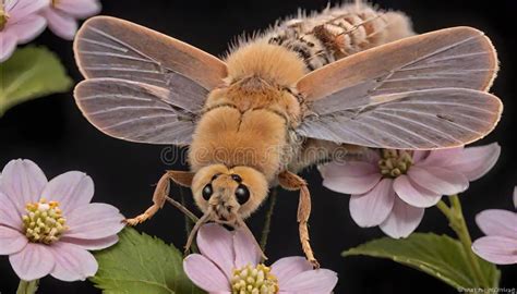 Gypsy Moth Flying Insect Funny Smily Facial Cartoon Portrait Stock