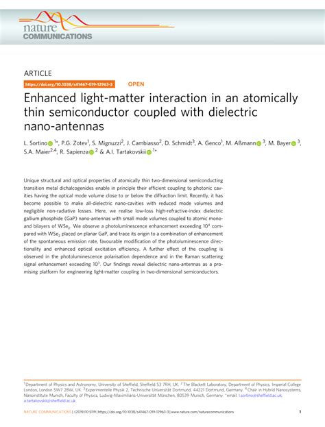 Pdf Enhanced Light Matter Interaction In An Atomically Thin