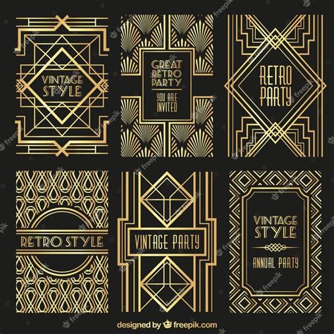 Золотые ретро плакаты | Премиум векторы | Art deco stil, Retroposter ...