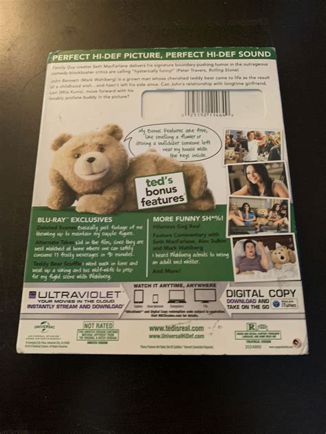 Ted Blu Ray Disc 2012 2 Disc Set Unrated Includes Digital Copy