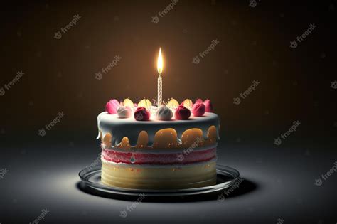 Premium Photo One Candle Birthday Cake