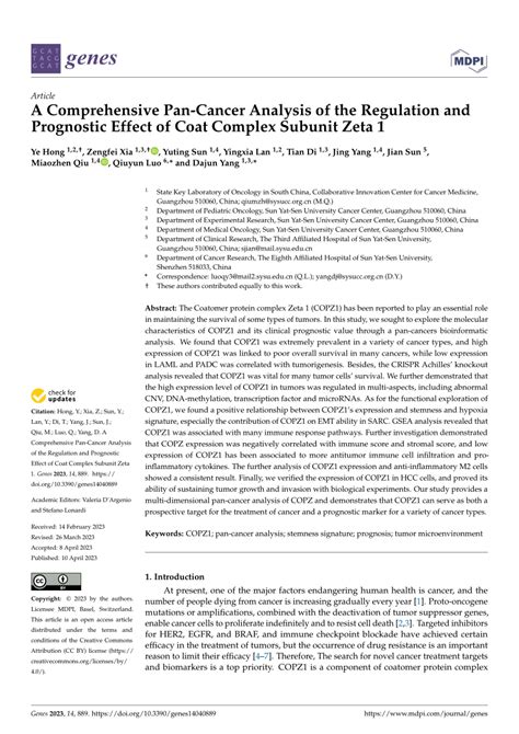 Pdf A Comprehensive Pan Cancer Analysis Of The Regulation And