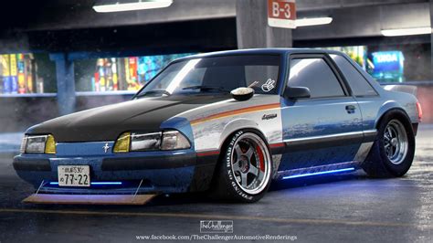 Ford Mustang Foxbody Art: Neon Lights and Dust Particles