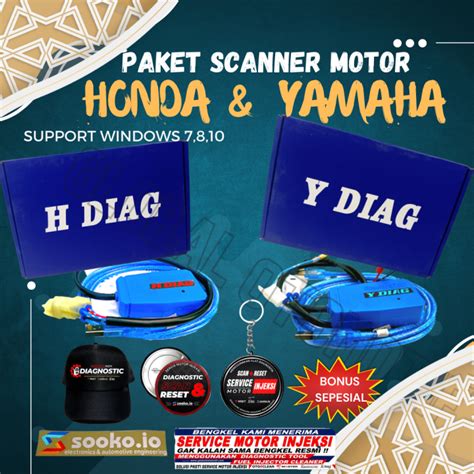 Paket Scanner Motor Injeksi Honda And Yamaha Iquteche H Diag Y Diag 2in1