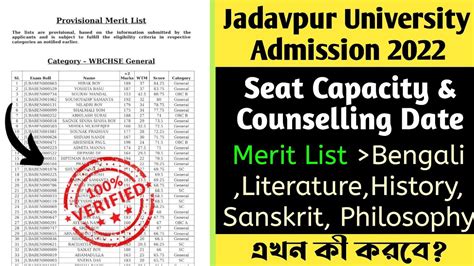 Jadavpur University Merit List 2022 JU Admission 2022 Cutoff Rank