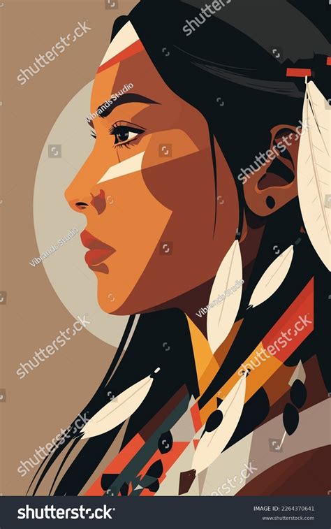 Portrait Beautiful Woman Ethnic Costume Flat Stock Vector Royalty Free