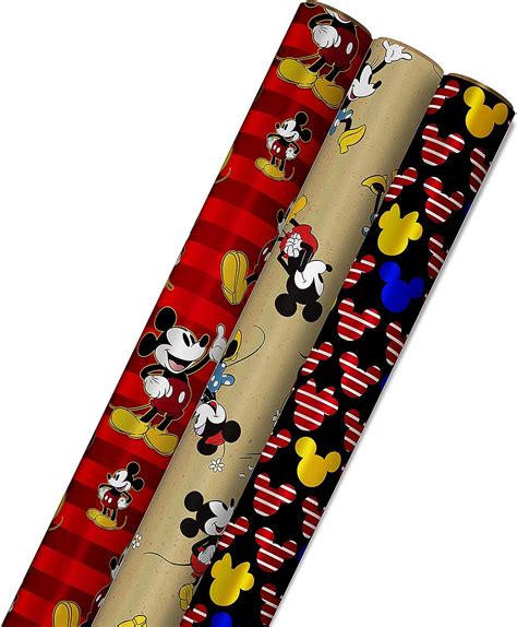 Hallmark Disney Mickey Mouse Wrapping Paper With Cut Lines On Reverse