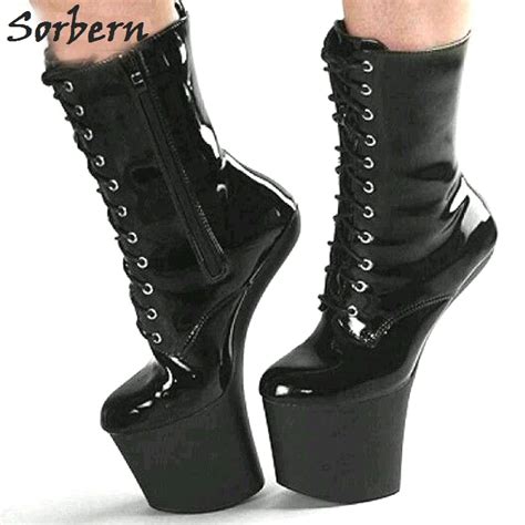 Sorbern Sexy Hoof Heel 20cm Fetish Boots Mid Calf Women Shoes 9cm