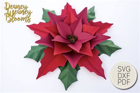 Paper Poinsettia Template 1 Graphic By Deaney Weaney Blooms Creative