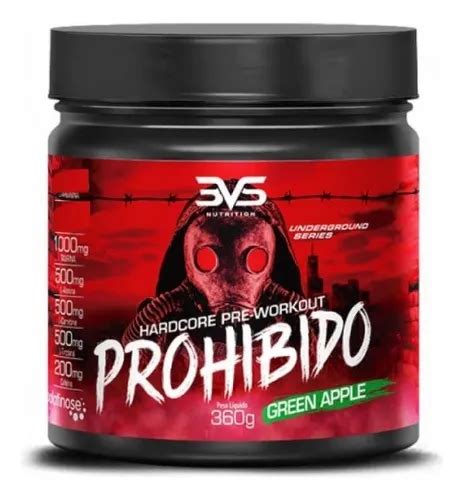 Prohibido Hardcore Pré workout 360g Sabor Maçã Verde Maçã Verde Frete grátis