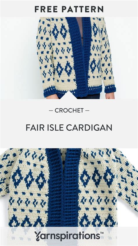 Free Crochet Fair Isle Cardigan Pattern Using Patons Inspired Yarn