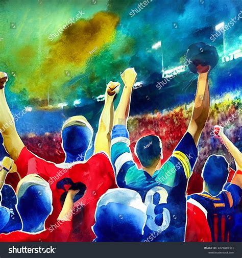 Soccer Hooligans Cheering During Game Soccer Stock Illustration