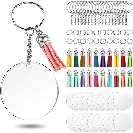 Amazon Pcs Acrylic Keychain Blank With Key Rings Tassels Key