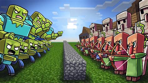 Minecraft ZOMBIE ARMY VS VILLAGER ARMY Massive Mob Battles YouTube