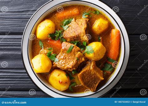 Tasty Organic African Lamb Stew With Vegetables Close Up In A Bowl