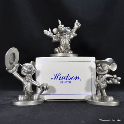 Disneyana Set Of Three Mickey Mouse Hudson Pewter Figurines