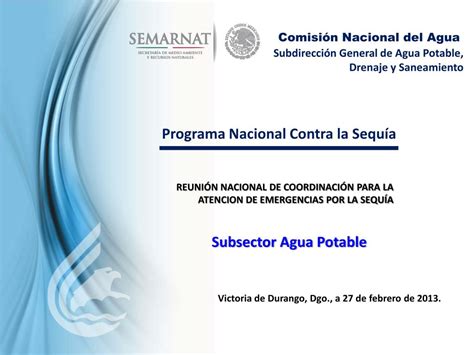 PPT Subdirección General de Agua Potable Drenaje y Saneamiento