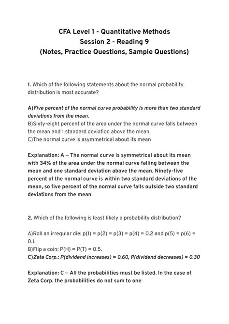 Cfa Level 1 Quantitative Methods Session 2 Reading 9 Cfa