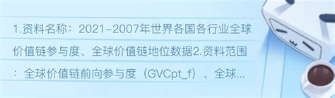 2021 2007年世界各国各行业全球价值链参与度、全球价值链地位指数数据（gvc） 哔哩哔哩