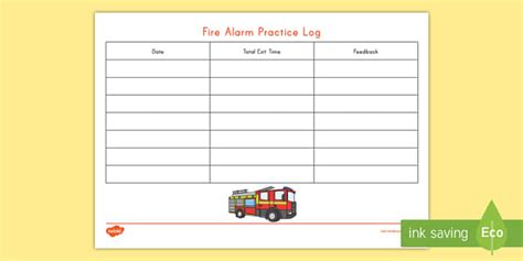 Fire Alarm Log Sheet Template Twinkl Resources Twinkl