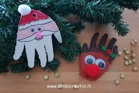 Impronta Delle Mani Babbo Natale E La Sua Renna Bimbi Creativi