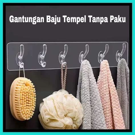 Jual Gantungan Cantolan Hook Tempel Dinding Tembok Transparan Kuat