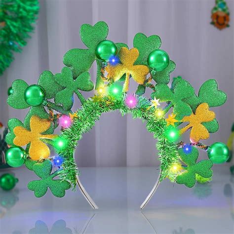 Edary Light Up St Patricks Day Headbands Led Glitter