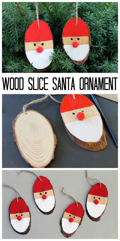 Diy Wooden Ornaments Santa Wood Slice Ornaments Wooden Christmas