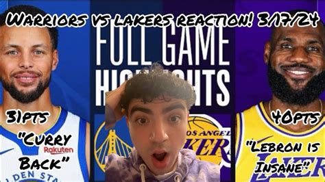 Curry Vs Lebron Insane Los Angeles Lakers Vs Golden State Warriors Full Game Highlights