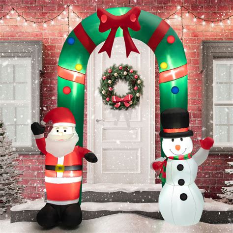 8 Feet Christmas Inflatable Archway With Santa Claus And Snowman Costway