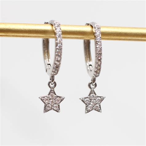 Sterling Silver And Crystal Star Hoop Earrings By Hurleyburley